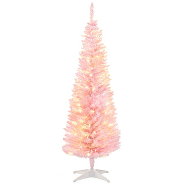 Noble Fir Artificial Pencil Christmas Tree Prelit 5' Pink