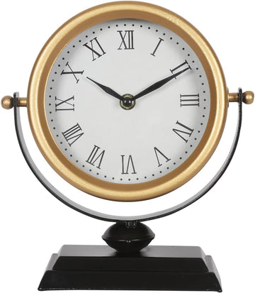 Desk Clock - Classic Vintage Clock and Decorative Shelf Decor,Silent Non-Ticking Clock with Distressed Metal Frame for Office, Living...