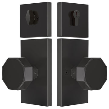 Matte Black Door Knobs with Deadbolt Set, Black Front Door Lock Set
