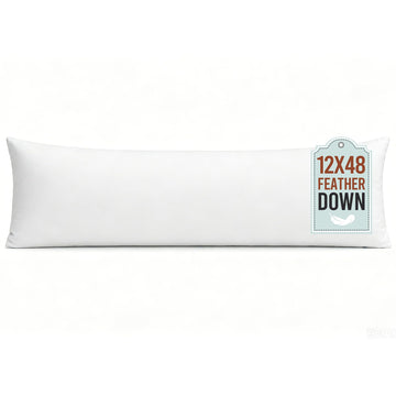 12x48 Feather Down Pillow Insert, Set of 1 Large Lumbar Pillow Inserts for or Bed Cushion Couch Sofa, Decorative Long