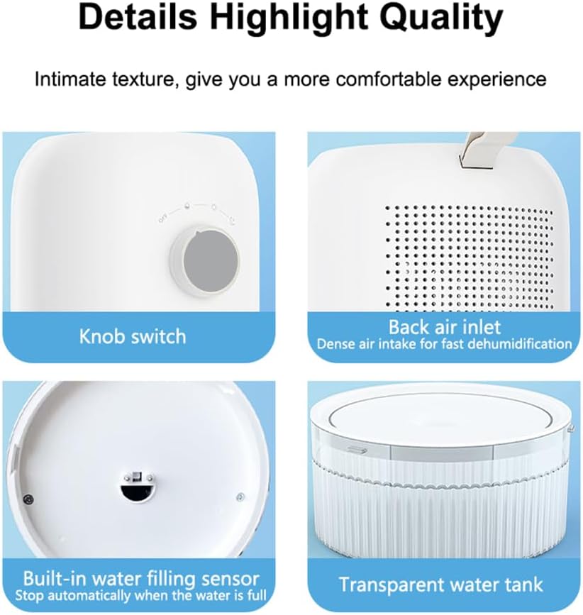 Dehumidifier for Home (300 Sq.Ft), Small Dehumidifiers with Auto Shut Off, Ideal for Closet Bedroom Bathroom RV T1