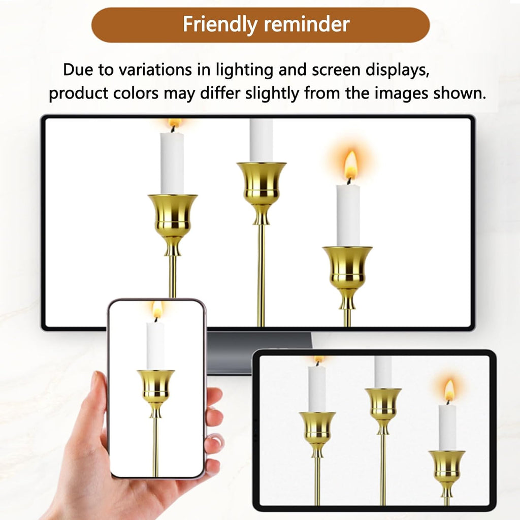 10 Sets Candle Holder Brass Gold Candlestick Holders -Vintage Modern Metal Taper Candle Holders, Decorative
