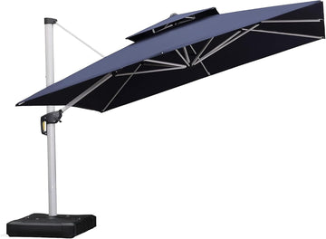 12 Feet Double Top Deluxe Square Patio Umbrella Offset Hanging Umbrella Cantilever Outdoor Market Garden Umbrella