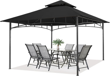Outdoor Garden Gazebo for Patios with Stable Steel Frame (11x11, Black)