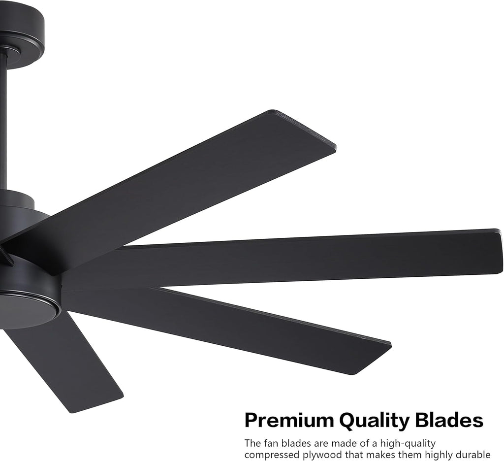 72" Large DC Ceiling Fans without Lights, 3 Downrods, 8 Plywood Blades, 6-Speeds Reversible DC Motor