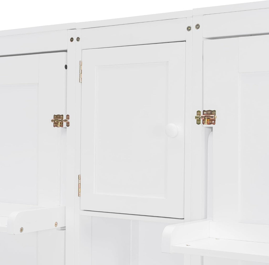 110W Dual Twin Wall Murphy Beds with Cabinets and Shelves,Sleeping Arrangement for Multipurpose Area, Bedroom, Guest