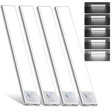 4 Pack Under Cabinet Lighting, Rechargeable Motion Sensor Light Indoor, Wireless Dimmable Magnetic Closet Lights, 32