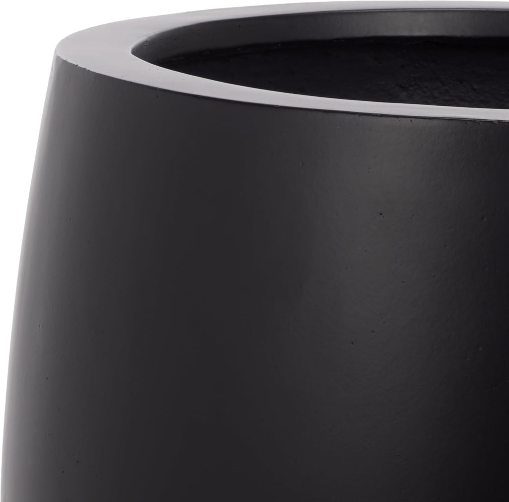 Outdoor Patio Furniture Collection - Olivia Black Ficonstone Pedestal Planter Pot, Modern Raised Plant Container