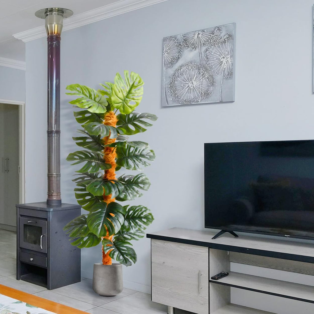 Artificial Monstera Plant 6ft Fake Plant with White Planter