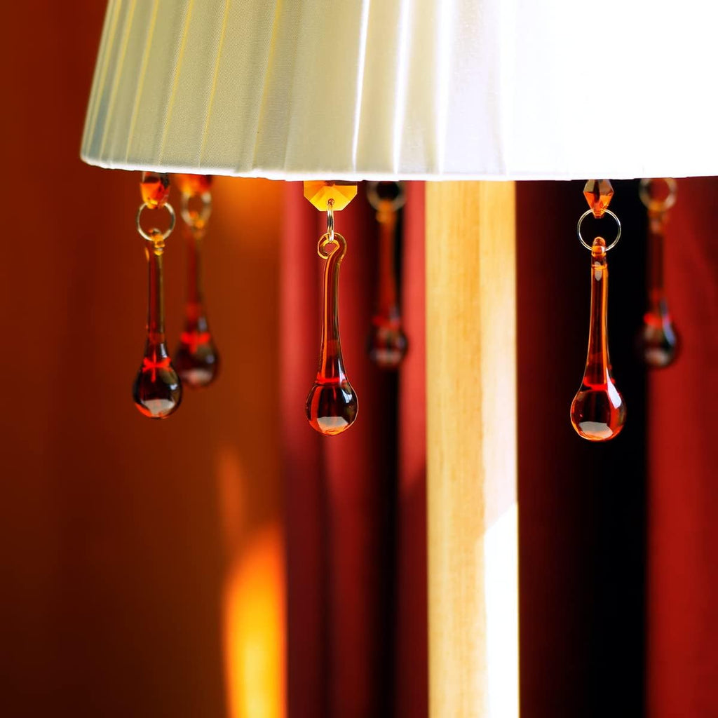 12pcs Raindrop Crystal Chandelier Prism Parts, 53mm (Amber) - Hanging Crystals Glass Beads for Window
