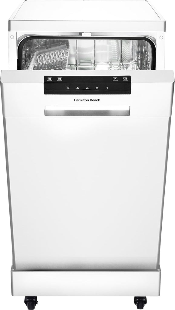 Portable Dishwasher with Wheels, 19in Wide, 8 Place Settings Capacity, White