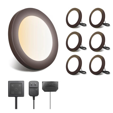 Wired LED Puck Lights, 6 Pack, Plug-in Under Cabinet Lighting