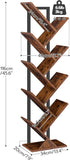 Tree Bookshelf, 9-Tier Bookcase Wooden Shelves, Floor Standing Storage Rack, for Display of CDs, Books