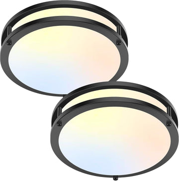 Flush Mount Ceiling Light Black 30W 5CCT Dimmable 10 Inch 2-Pack | 4000LM 2700K/3000K/4000K/5000K/6500K Adjustable