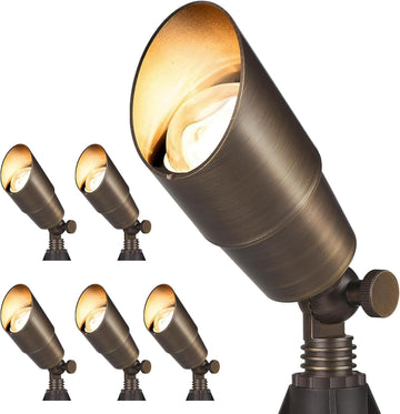 Solid Brass Outdoor Landscape Spotlights, 12V Heavy Duty Low Voltage LED Spot Light Waterproof for Garden and Yard Up