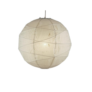 Inspired Noguchi Style Hanging Pendant, White Rice Paper, Collapsible Shade, 24"