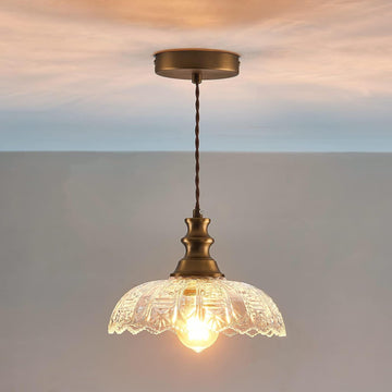 1-Light Pendant Light with Oil Rubbed Bronze Metal Glass Shade and Adjustable Cord Industrial Ceiling Hanging Light
