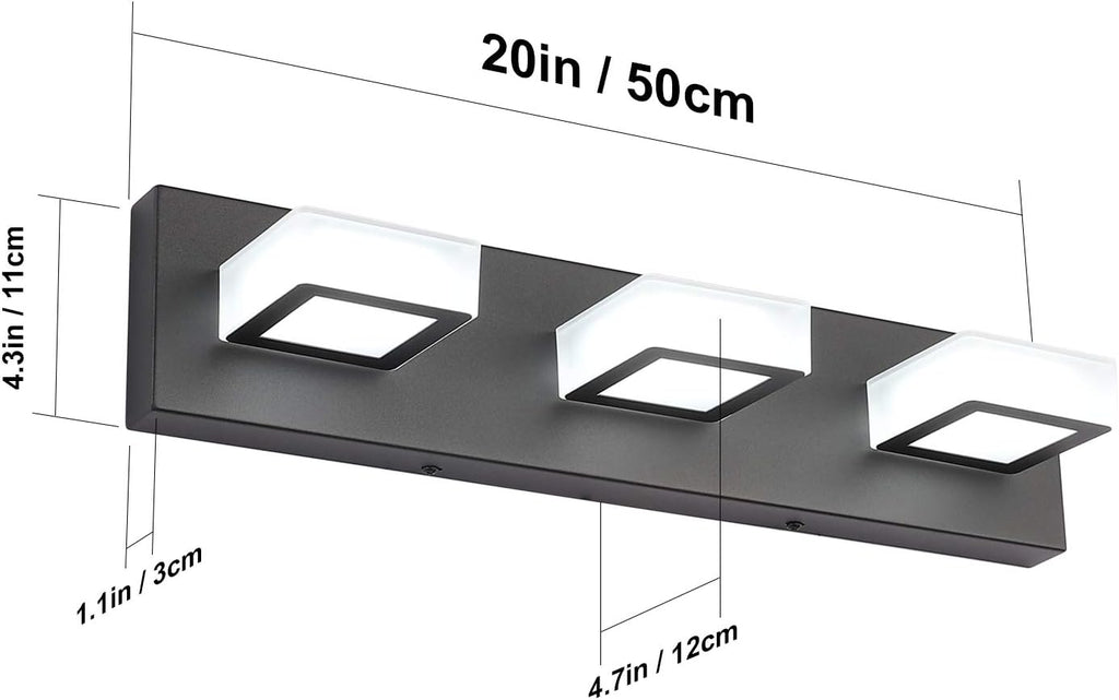LED Modern Black Bathroom Vanity Lights 3 Lights Acrylic Modern Black Bathroom Wall Lighting Fixtures