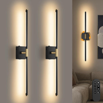 Wall Sconces Set of 2 Battery Operated, Wireless USB Rechargeable Wall Lights with Remote Control, 360° Rotation