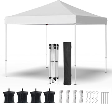 Shades 10x10 Pop Up Canopy, Heavy Duty Beach Tent with Carrying Bag for Easy Moving, Sun Shelter for Parties, Events