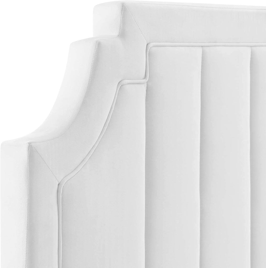 Channel Tufted Performance Velvet Full/Queen Headboard in White