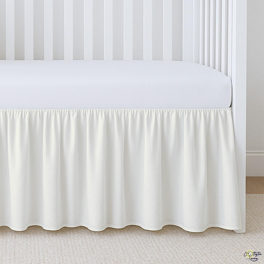 Ivory Infrant Crib Bed Skirt Dust Ruffle with Split Corner, 100% Natural Cotton Nursery Crib Toddler Bedding Skirt