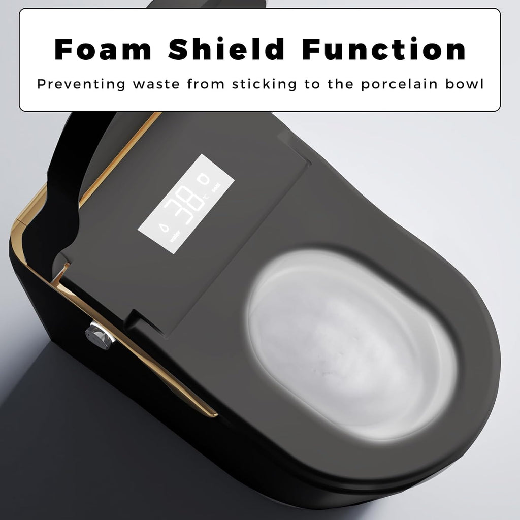Modern Smart Toilet With Bidet, Auto Open Close, Heated Seat, Automatic Flush, Foam Shield, Warm Water And Dryer