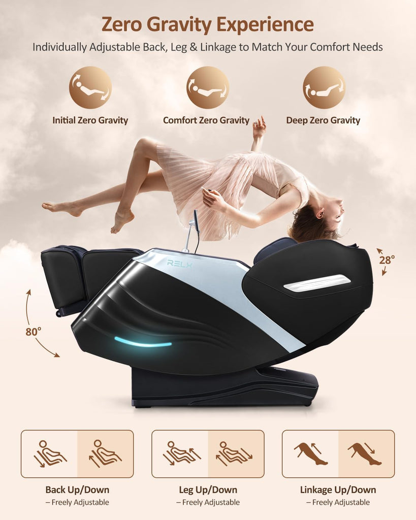 Massage Chair Full Body with Body Scan, Zero Gravity, SL-Track, Black | 20 Modes Shiatsu Massage Chair Built-in Heat