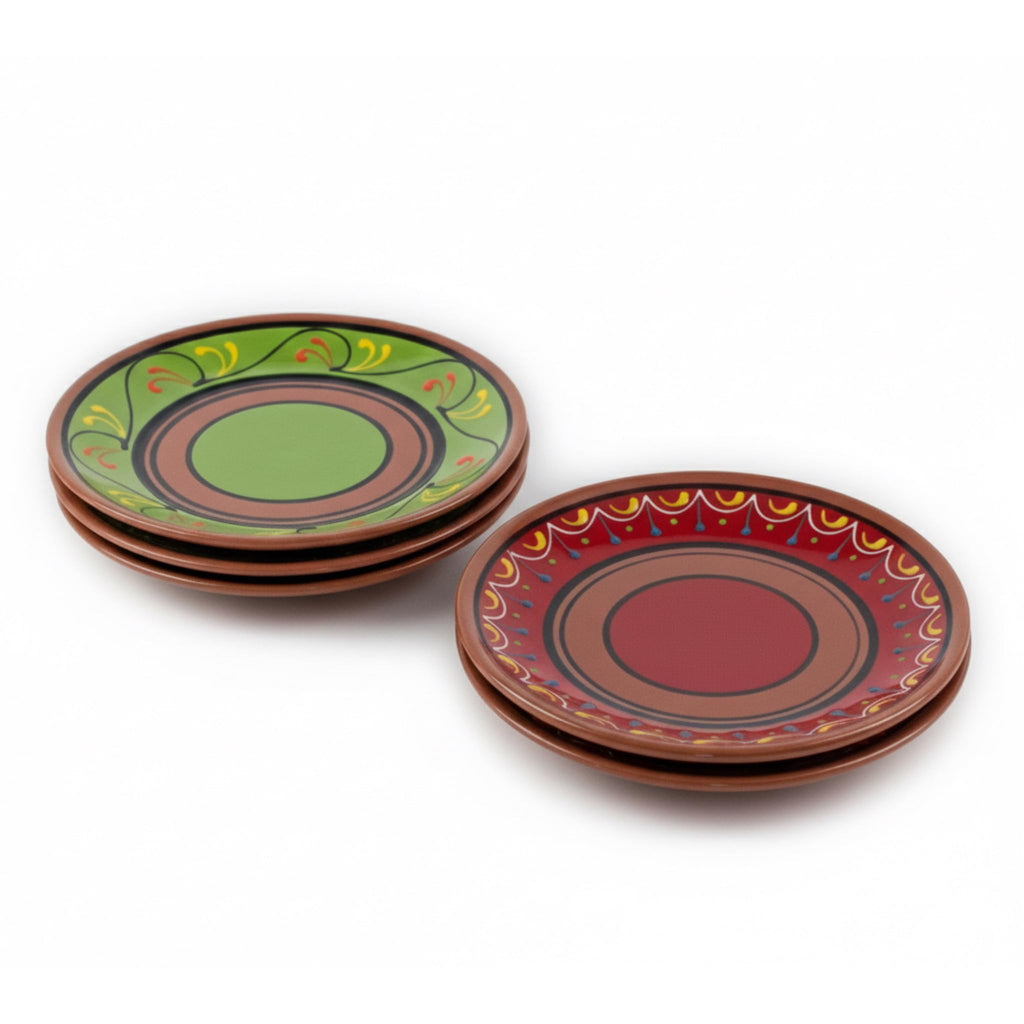 Spanish Terracotta 5-Piece Small Dinner Plate Set (European Size), Multicolor