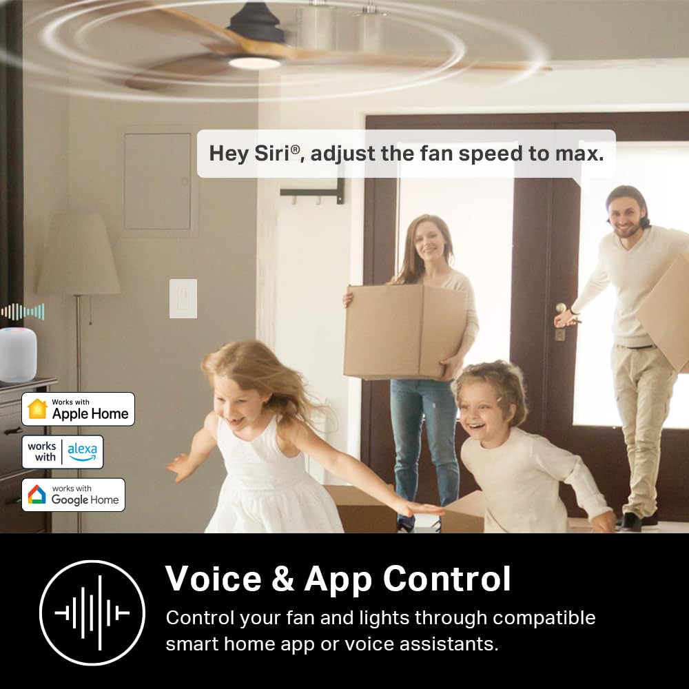 Ceiling Fan Control & Dimmer Switch | Adjustable 4-Speed Fan & Brightness Control | Works w/Apple HomeKit