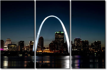 St. Louis Gateway Arch at Night Canvas Prints Missouri Cityscape Painting Pictures City Skyline Modern Canvas Wall