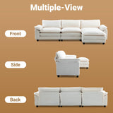 122" Cloud Teddy White Convertible Sectional Sofa