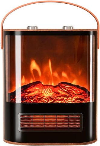 1500W Electric Fireplace Stove Heater, Portable Freestanding Mini Heater with Realistic Flame Effect and Overheat Protection
