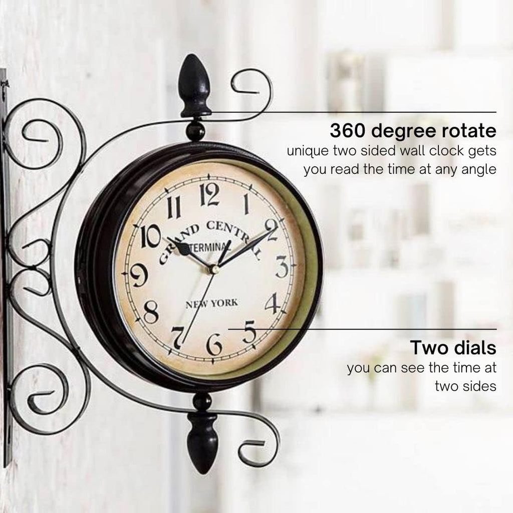 Vintage Double Sided Wall Clock Industrial Wall Clock for Outdoor Decorative Art Antique Decor Office Silent Kitchen Watches Steampunk...