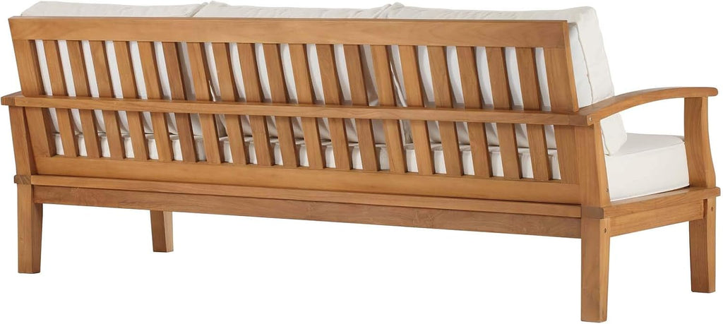 Marina Outdoor Patio Teak Sofa in Natural White