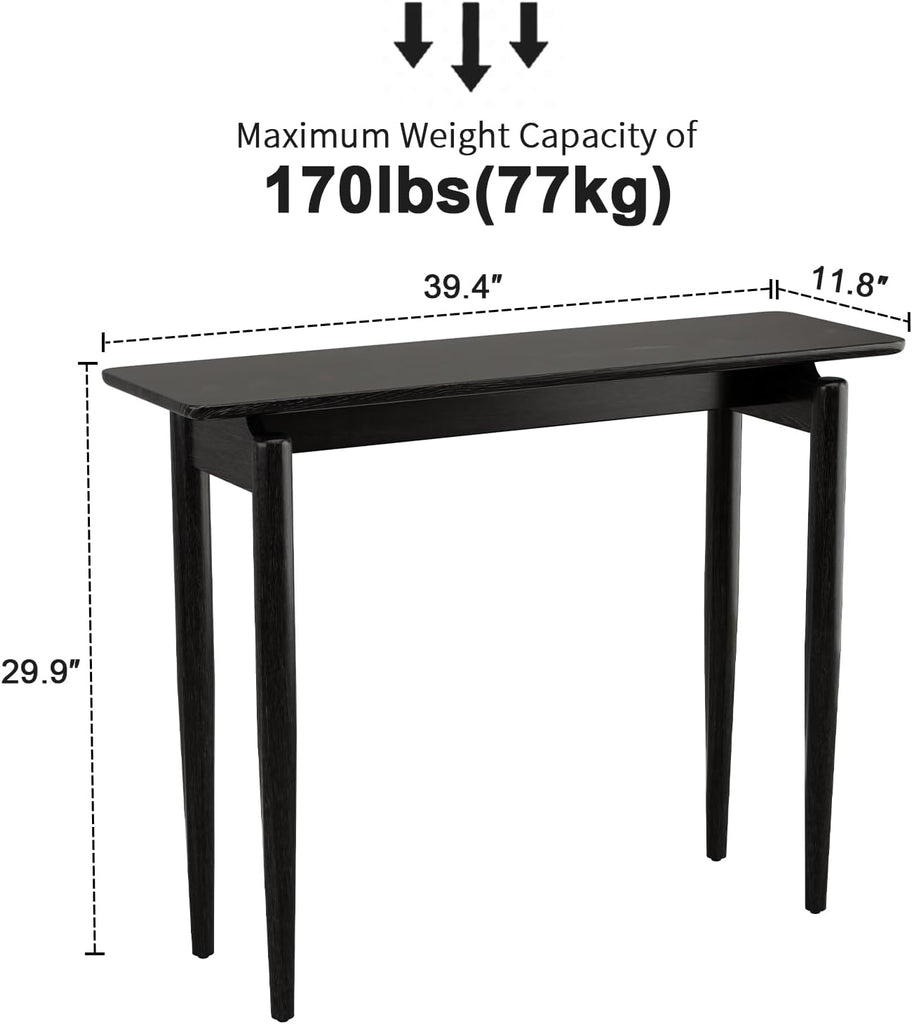 Wood Console Table Black Entryway Table, Thin Console Table, Sofa Tables (39.4'')