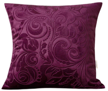 Embossed Velvet Throw Pillow Cover-(14" x 14", C14 Deep Purple)