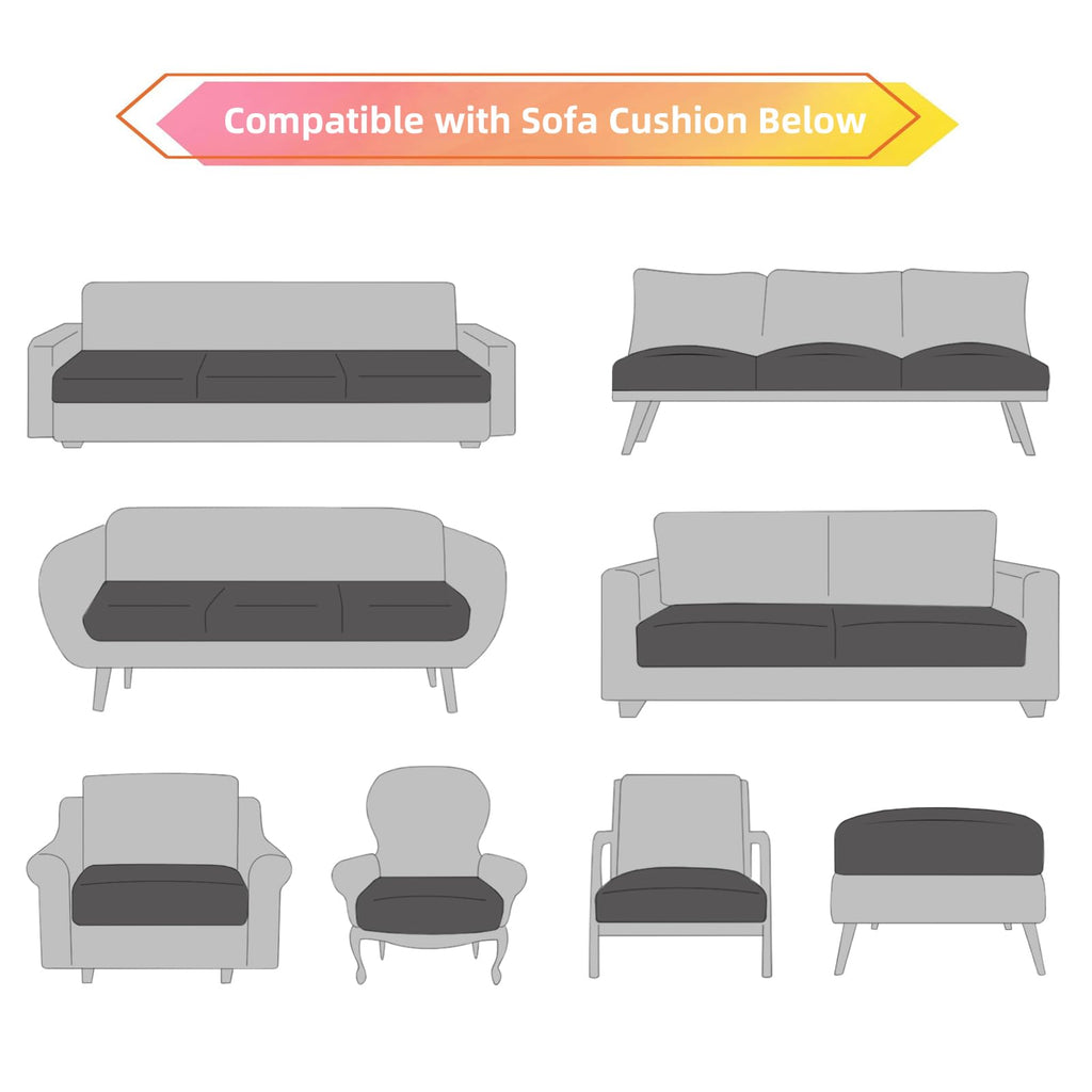 Sofa Couch Cushion Covers, Stretch Printed Couch Seat Slipcover, Soft Couch Cover for Dogs, Washable Non-Slip