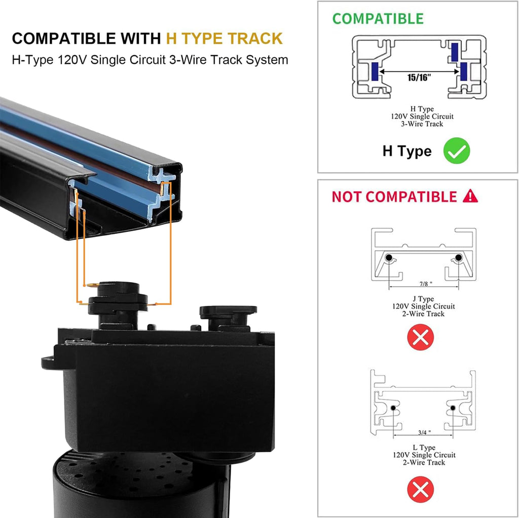 H Type LED Track Lighting Kit,Track Lighting 8 Heads Warm Light