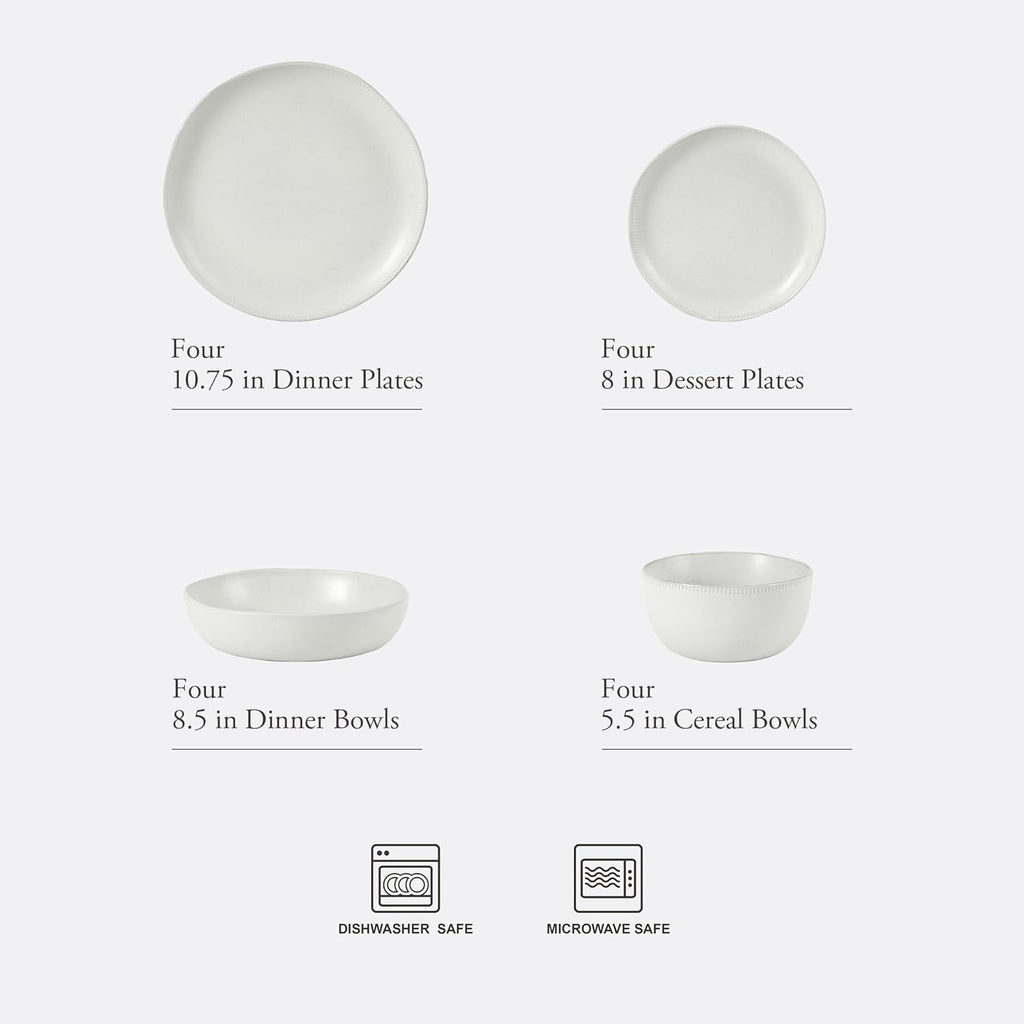 Menlo Park 16-Piece Pottery Clay Stoneware Dinnerware Set