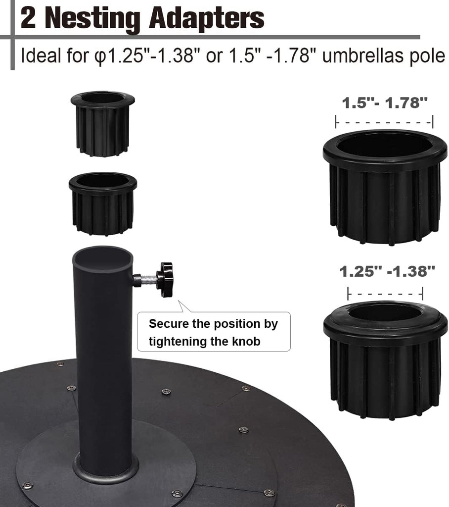 21 Inches Heavy Duty Metal Outdoor Patio Umbrella Base Stand Holder for 1-¼" or 1-½" Umbrella Poles, Black