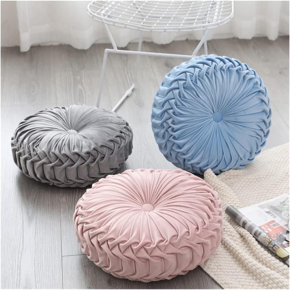 Round Velvet Pillow, Sofa Bed Bedroom Decorative Throw Pillow (38cm, Dark Purple)