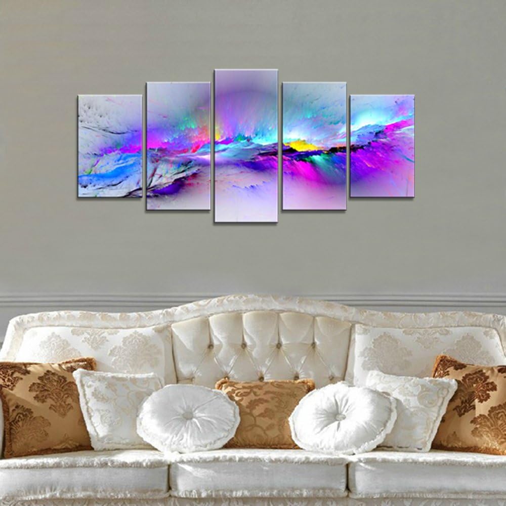Changing Colors Giclee Canvas Prints 5 panels Modern Artwork Landscape Pictures to Photo Printed on Abstract Canvas - Set of 5