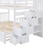 Stairway Twin Over Full Bunk Bed with Twin Trundle and Drawers