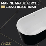Chand 59 in. Acrylic Flatbottom Freestanding Bathtub in Black/White, FT-AZ098-59BK