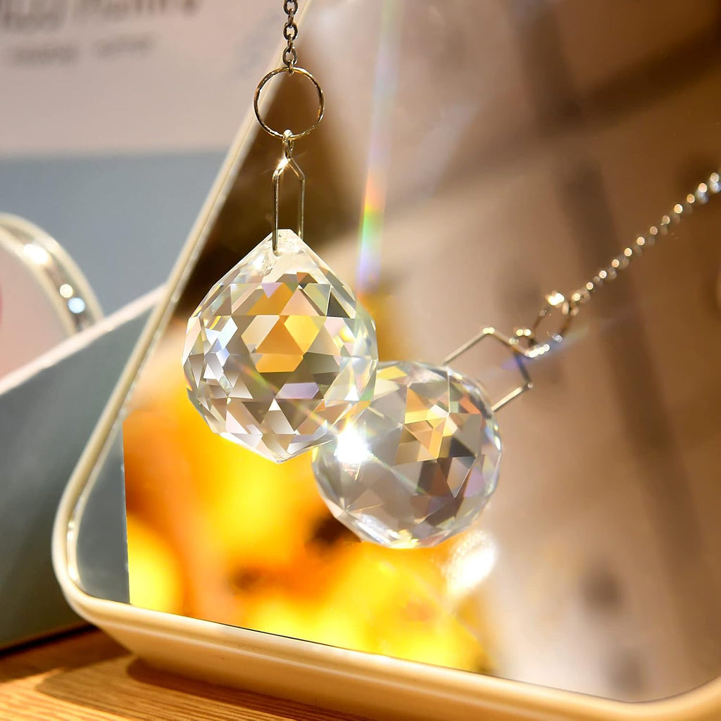 2 Pack Crystal Ball Prism Sun Shine Catcher Rainbow Pendants Maker, Hanging Crystals Prisms for Windows