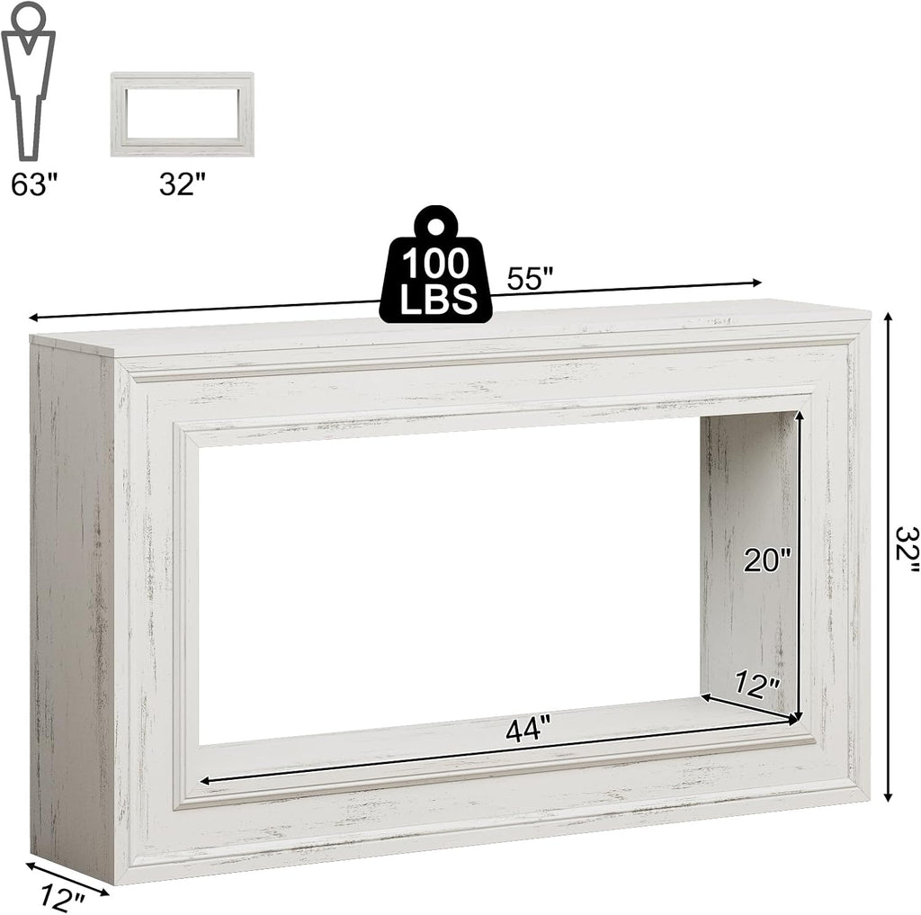 55" Long Console Tables with LED Lights, Narrow Console Tables , 2-Tier Table Behind The Sofa, Modern Hallway Accent