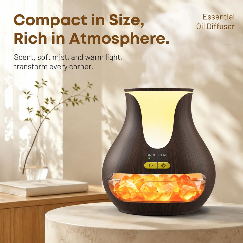 Essential Oil Diffuser, Flame Diffuser with Himalayan Salt