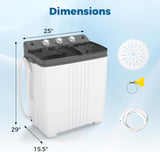 Portable Washing Machine, Twin Tub 20 Lbs Capacity with Drain Pump, Laundry Washer 12 Lbs and Spinner 8 Lbs with Timer