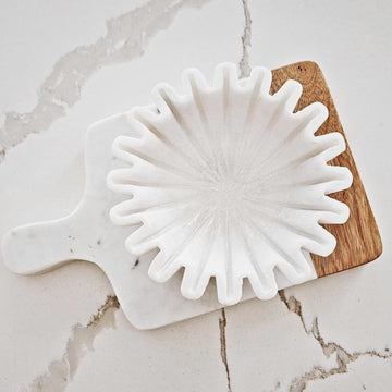 HandCrafted Marble Bowl/Antique Scallop Bowls/Fruit Bowl/Vintage Ring Dish/Decorative Ruffle Flower gift/HouseWarming